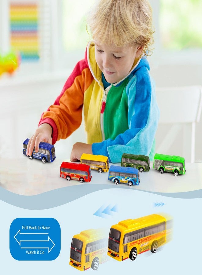 HSMQ 16 Pcs Pull Back City Bus Vehicles Toys Set, Mini Pull Back Cars for Kids Toddlers, Friction Powered Racing Vehicles Bulk Toys, Party Favors Goodie Bags Stuffers Pinata Fillers for Boys Girls - Image 4
